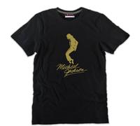 T-shirt Michael Jackson stampa autografo oro cantante cotone nera MJ anni 80 90