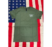 T-SHIRT MILITARE NAVY SEALS TEAM AMERICANA VERDE CON STAMPA FRONTE E RETRO