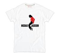 T-shirt MJ Michael Jackson cantante cotone bianca anni 80 90 BAD musica pop King
