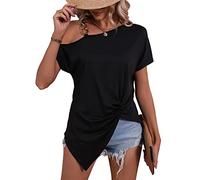T Shirt Monospalla Donna Camicia Orlo Asimmetrico Maglia Taglio Irregolare Moda Casual Blusa Particolare Tunica Spalle Scoperte Maglietta Senza Spalline Camicette Estive Ragazze Eleganti Pullover Top