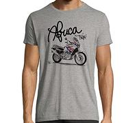 T-Shirt Moto Uomo Disegno Africa Twin, 100% Cotone, Bianco o Grigio Melange, 190 gr/m², Vestibilità aderente, grigio, L