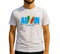 T-Shirt Napoli Campione Quarto Scudetto Sartoriale Idea Regalo Festa del papà - Unisex Cotone Fullprint 100% Azzurra Forza Napoli Again 2025 (IT, Testo, M, Regular, Regular, Bianco)