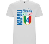 T-Shirt Napoli Campione Quarto Scudetto Sartoriale Idea Regalo Festa del papà - Unisex Cotone Fullprint 100% Bianca Forza Napoli (IT, Testo, XXL, Regular, Regular, Bianco)
