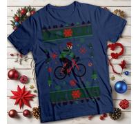T-shirt natalizia bicicletta ciclismo fiocco di neve maglietta uomo e donna #MC