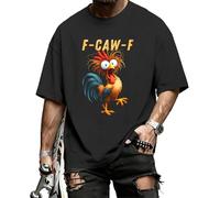 T-shirt natalizia in cotone da uomo F-Caw-F Rooster Meme t-shirt FCAWF umorismo scherzo F-caw-F t-shirt divertente pollo urlo t-shirt, Nero , L