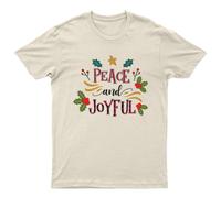 T-shirt natalizia pace e gioia unisex regalo retrò divertente donna vintage...