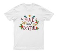 T-shirt natalizia pace e gioia unisex regalo retrò divertente donna vintage...