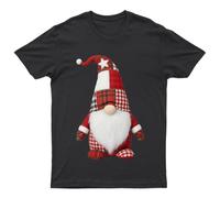 T-shirt natalizia patchwork festa gnomo unisex regalo retrò divertente donna