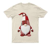 T-shirt natalizia patchwork festa gnomo unisex regalo retrò divertente donna