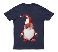 T-shirt natalizia patchwork festa gnomo unisex regalo retrò divertente donna