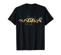 T-Shirt Natalizia per Famiglie Happy New Year 2026 Gold Party Eve Maglietta