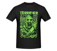 T-shirt nera 100% cotone stampato del film horror terrificante per Halloween, Nero-2, S