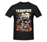 T-shirt nera 100% cotone stampato del film horror terrificante per Halloween, Nero-4, S