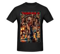 T-shirt nera 100% cotone stampato del film horror terrificante per Halloween, Nero-9, XL