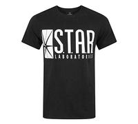 T-Shirt Nera a Maniche Corte da Uomo Flash TV Star Laboratories