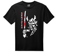 T-shirt nera a maniche corte ferro senjutsu unisex cotone maiden metallo pesante