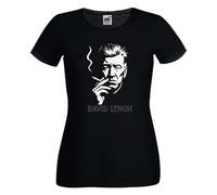 T-Shirt Nera David Lynch Cotone Donna Regista Twin Peaks cinema volto Palmer