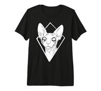 T-Shirt Nera in Metallo Sphynx Cat Death Metal Goth Maglietta Premium