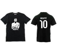 T-shirt nera Kylian Mbappe Real 10 giocatore francese adulto e bambino cotone