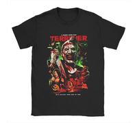 T-shirt nera stampata terrificante horror, maglietta in cotone con grafica ispirata al film Terrifier, Nero-20, XXL