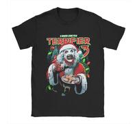 T-shirt nera stampata terrificante horror, maglietta in cotone con grafica ispirata al film Terrifier, Nero-16, L
