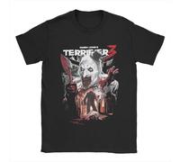 T-shirt nera stampata terrificante horror, maglietta in cotone con grafica ispirata al film Terrifier, Nero-1, S