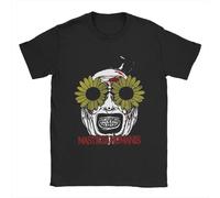 T-shirt nera stampata terrificante horror, maglietta in cotone con grafica ispirata al film Terrifier, Nero-7, M