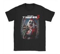 T-shirt nera stampata terrificante horror, maglietta in cotone con grafica ispirata al film Terrifier, Nero-19, XXL