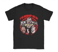 T-shirt nera stampata terrificante horror, maglietta in cotone con grafica ispirata al film Terrifier, Nero-9, 3XL
