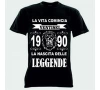 T-shirt nera uomo donna la vita comincia 26 anni 1990 leggende compleanno anno