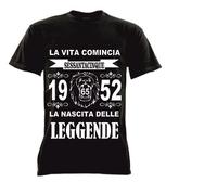 T-shirt nera uomo donna la vita comincia 65 anni 1952 leggende compleanno anno