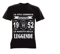 T-shirt nera uomo donna la vita comincia 65 anni 1952 leggende compleanno anno