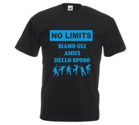 t-shirt nera uomo scritta no limits siamo gli amici dello sposo addio celibato