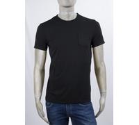 T-SHIRT NERA ZERO CONSTRUCTION GIRO M/C CON TASCHINO E LOGO RICAMATO IN BASSO