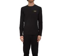 T-shirt nero Ea7 a maniche lunghe in jersey stretch