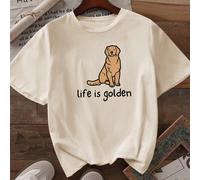T-shirt neutra per il genere "Howell Golden Retriever Mom", Maglione "Golden Retriever Mom", Maglietta "Life Is Gold", Regalo per amanti dei cani, T-shirt casual girocollo per cani L,M,S,XLAnimale,Fum