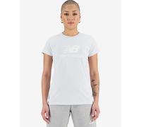 T-shirt New Balance Essentials Stacked Logo manica corta bianco puro donna - M