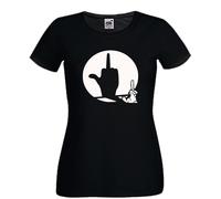 T-shirt OMBRE CINESI donna cotone nero coniglio ombra sul muro luce dito medio