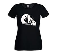 T-shirt OMBRE CINESI donna cotone nero coniglio ombra sul muro luce mano ok