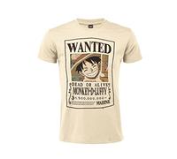 T-Shirt One Piece Cappello di Paglia Modello Wanted Ricercato. Maniche Corte. 100% Cotone. Unisex. Disponibile in Vari Modelli. Taglie da Adulto Ragazzo. (Monkey D. Luffy, XL)