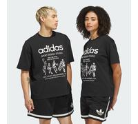 adidas Originals - T-shirt stile basket nera con stampa grafica-Nero M