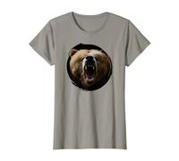 T-Shirt Orso Grizzly | Maglietta con Testa di Orso Evil Maglietta, Donna, Ardesia, L