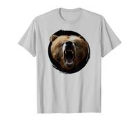 T-Shirt Orso Grizzly | Maglietta con Testa di Orso Evil Maglietta, Uomo, Argento, L