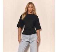 T-shirt oversize casual con vita arricciata e arricciature, per guardaroba capsula da vacanza, uso quotidiano, aeroporto e vacanze, primavera estate L,M,S,XL,XSTessuto in maglia