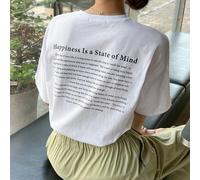 T-shirt oversize con grafica con slogan "La felicità è uno stato mentale" e spalle scese L,M,S,XLsloganTessuto
