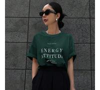 T-shirt oversize con grafica slogan, maniche a giro, keep smiling, energy, attitude, see the good time for you L,M,S,XL,XSsloganTessuto