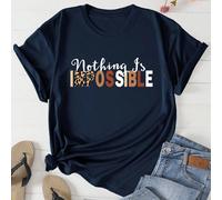 T-shirt oversize con grafica slogan "Nulla è IMPOSSIBILE" per donna 1XL,2XL,3XL,4XLsloganTessuto