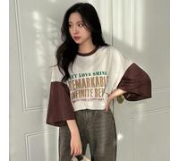 T-shirt oversize da donna con stampa a slogan, blocchi di colore, "LET LOVE SHINE REMARKABLE INFINITE BEING CON IL CUORE GIUSTO", magliette grafiche estive L,M,S,XL,XSBlocchi di colore,Lettere,sloganT