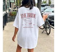 T-shirt oversize in cotone bianco con design per addio al nubilato - perfetto per primavera ed estate, 100% cotone per massimo comfort L,M,S,XL,XS,XXL,XXXLLettereCotone