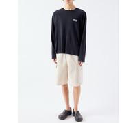 T-shirt oversize maniche lunghe, YKOBOW Nero S Tinta unita